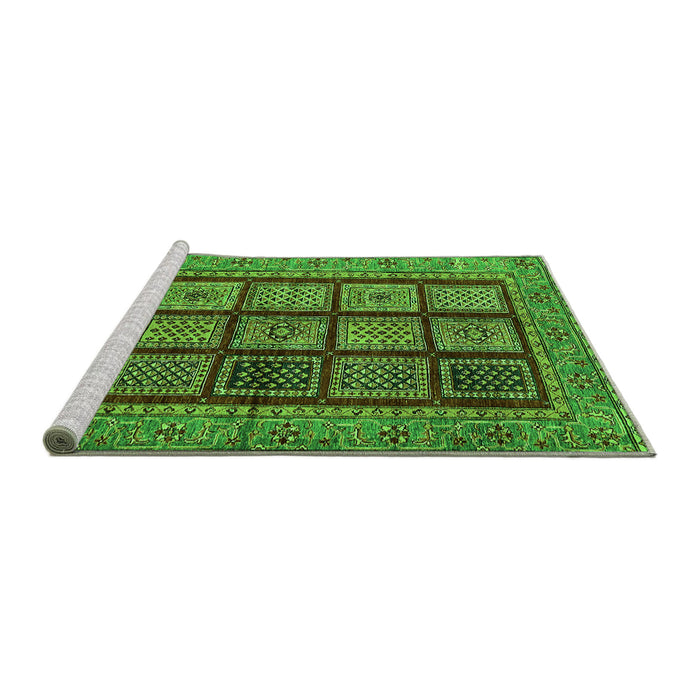 Sideview of Machine Washable Abstract Green Modern Area Rugs, wshabs619grn