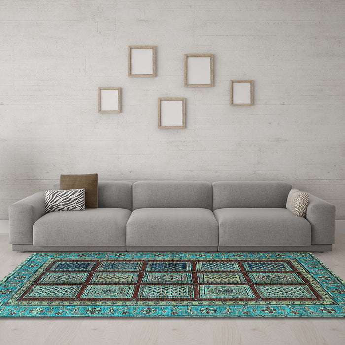 Machine Washable Abstract Light Blue Modern Rug in a Living Room, wshabs619lblu