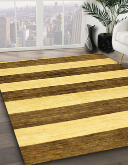 Abstract Saddle Brown Modern Rug in Family Room, abs61