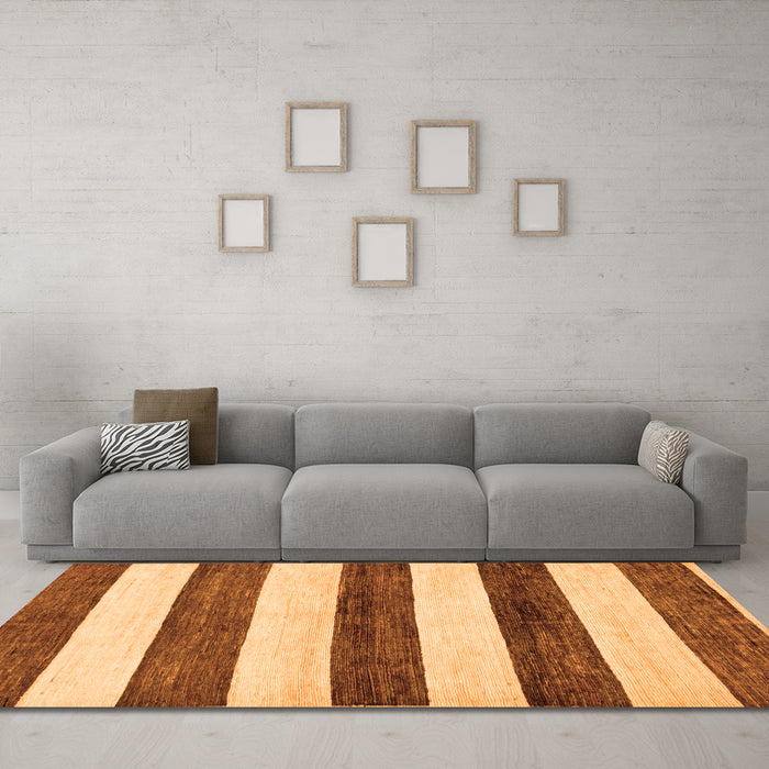 Machine Washable Abstract Orange Modern Area Rugs in a Living Room, wshabs61org