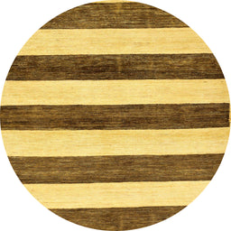 Round Abstract Saddle Brown Modern Rug, abs61