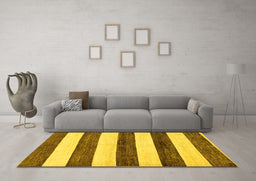 Machine Washable Abstract Yellow Modern Rug in a Living Room, wshabs61yw
