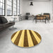 Round Abstract Saddle Brown Modern Rug in a Office, abs61