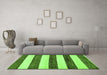 Machine Washable Abstract Green Modern Area Rugs in a Living Room,, wshabs61grn