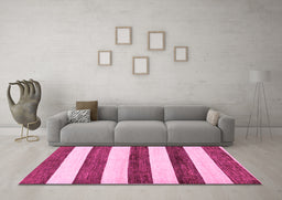 Machine Washable Abstract Pink Modern Rug in a Living Room, wshabs61pnk