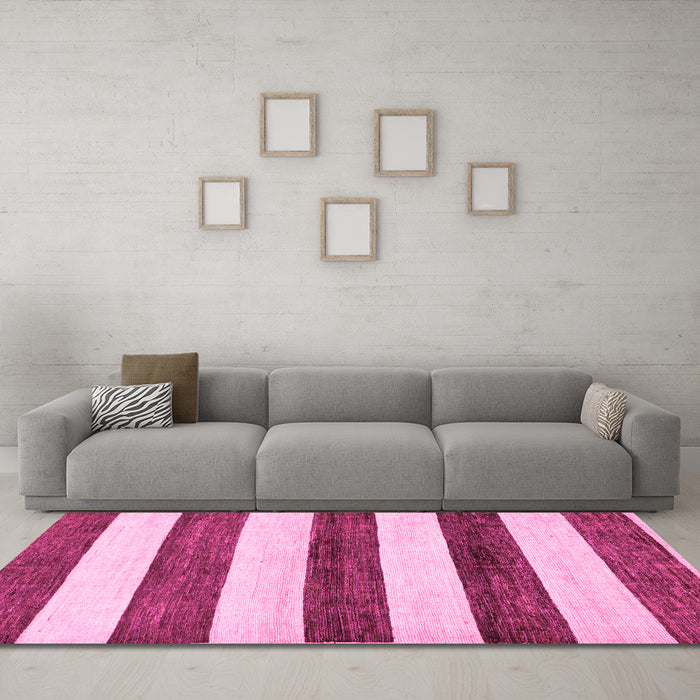 Machine Washable Abstract Pink Modern Rug in a Living Room, wshabs61pnk