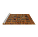 Sideview of Machine Washable Abstract Saffron Red Rug, wshabs620