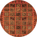 Round Machine Washable Abstract Orange Modern Area Rugs, wshabs620org