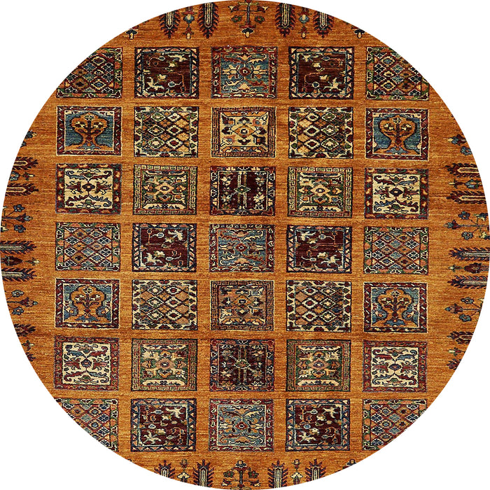 Round Machine Washable Abstract Saffron Red Rug, wshabs620