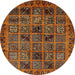 Round Machine Washable Abstract Saffron Red Rug, wshabs620