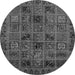 Round Machine Washable Abstract Gray Modern Rug, wshabs620gry