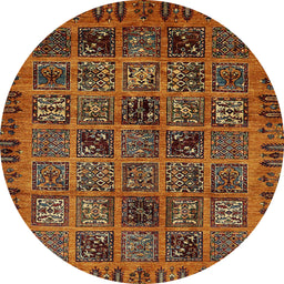 Round Abstract Saffron Red Modern Rug, abs620