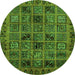 Round Machine Washable Abstract Green Modern Area Rugs, wshabs620grn