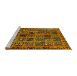 Sideview of Machine Washable Abstract Yellow Modern Rug, wshabs620yw