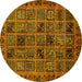 Round Machine Washable Abstract Yellow Modern Rug, wshabs620yw