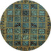 Round Machine Washable Abstract Light Blue Modern Rug, wshabs620lblu