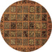 Round Machine Washable Abstract Brown Modern Rug, wshabs620brn