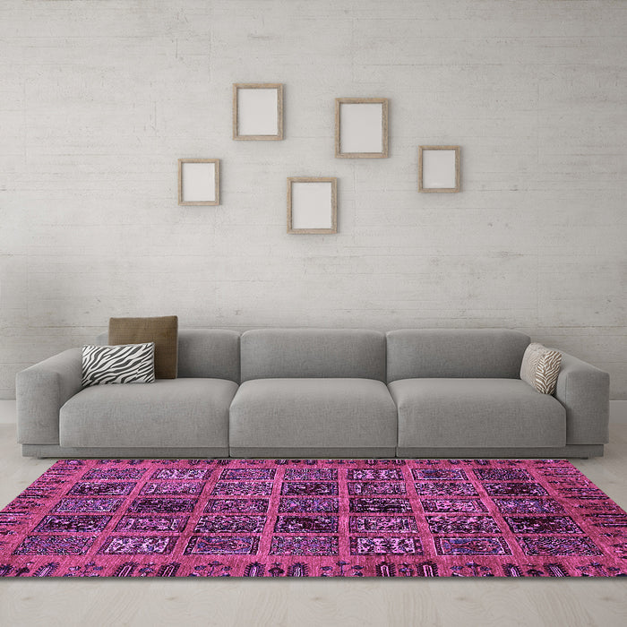 Machine Washable Abstract Purple Modern Area Rugs in a Living Room, wshabs620pur