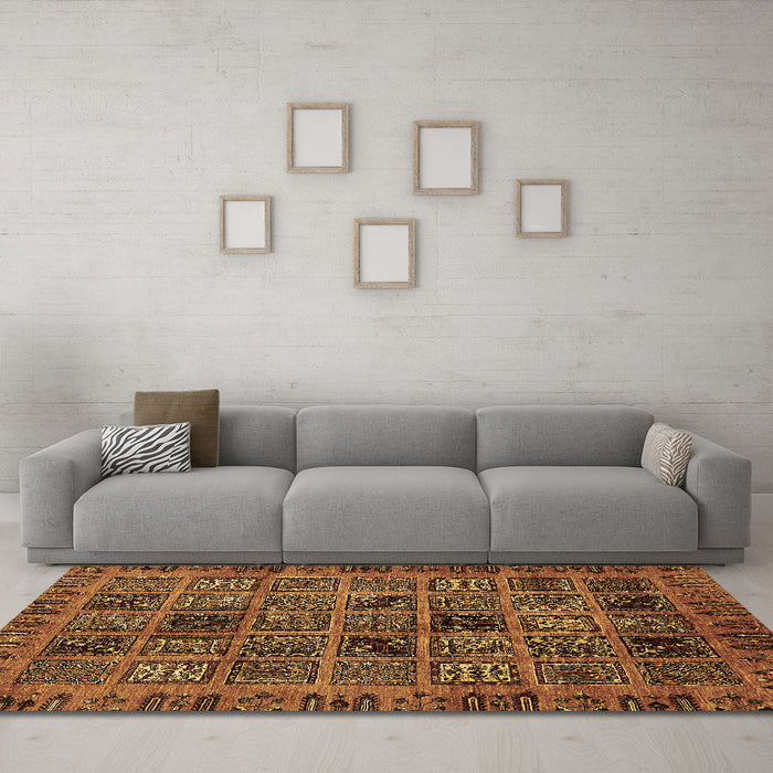 Machine Washable Abstract Brown Modern Rug in a Living Room,, wshabs620brn