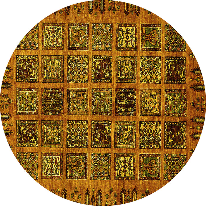 Round Abstract Yellow Modern Rug, abs620yw