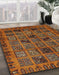 Machine Washable Abstract Saffron Red Rug in a Family Room, wshabs620