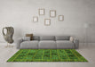 Machine Washable Abstract Green Modern Area Rugs in a Living Room,, wshabs620grn