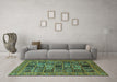 Machine Washable Abstract Turquoise Modern Area Rugs in a Living Room,, wshabs621turq