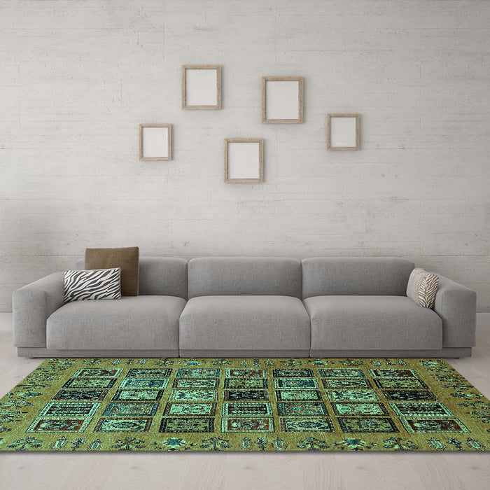 Machine Washable Abstract Turquoise Modern Area Rugs in a Living Room,, wshabs621turq