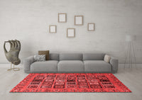 Machine Washable Abstract Red Modern Rug, wshabs621red