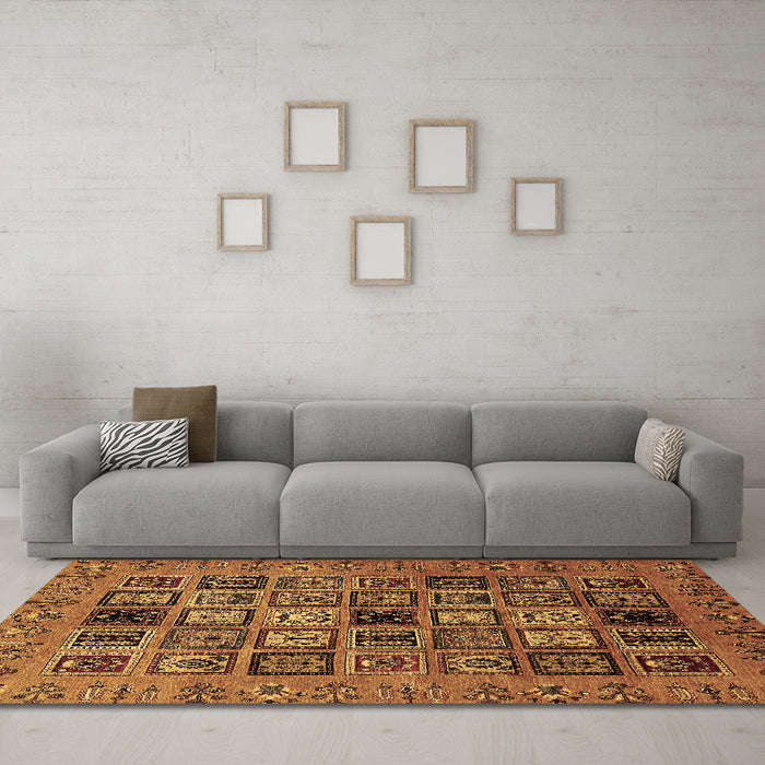 Machine Washable Abstract Brown Modern Rug in a Living Room,, wshabs621brn