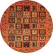 Round Machine Washable Abstract Orange Modern Area Rugs, wshabs621org