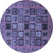 Round Abstract Blue Modern Rug, abs621blu