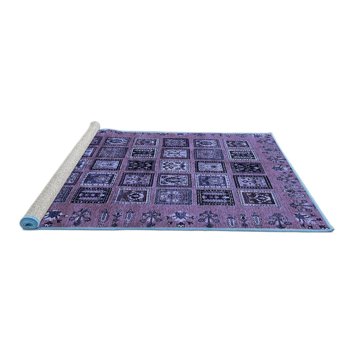 Sideview of Machine Washable Abstract Blue Modern Rug, wshabs621blu