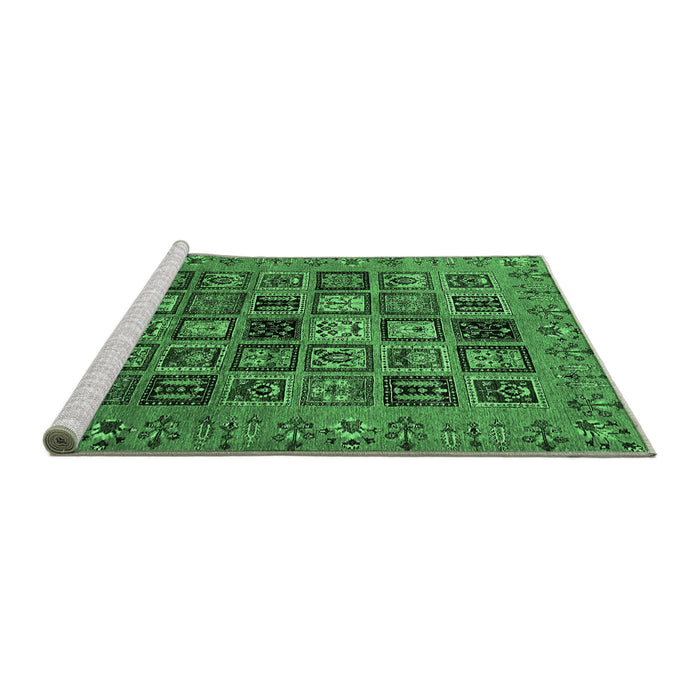 Sideview of Machine Washable Abstract Emerald Green Modern Area Rugs, wshabs621emgrn