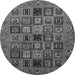 Round Machine Washable Abstract Gray Modern Rug, wshabs621gry