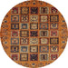 Round Machine Washable Abstract Saffron Red Rug, wshabs621