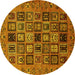 Round Machine Washable Abstract Yellow Modern Rug, wshabs621yw