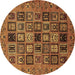 Round Abstract Brown Modern Rug, abs621brn