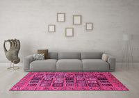 Machine Washable Abstract Pink Modern Rug, wshabs621pnk