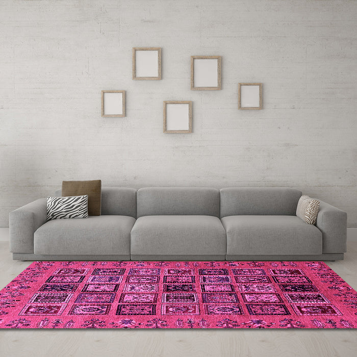 Machine Washable Abstract Pink Modern Rug in a Living Room, wshabs621pnk