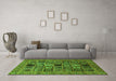 Machine Washable Abstract Green Modern Area Rugs in a Living Room,, wshabs621grn