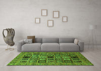 Machine Washable Abstract Green Modern Rug, wshabs621grn