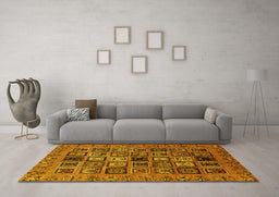 Machine Washable Abstract Yellow Modern Rug in a Living Room, wshabs621yw