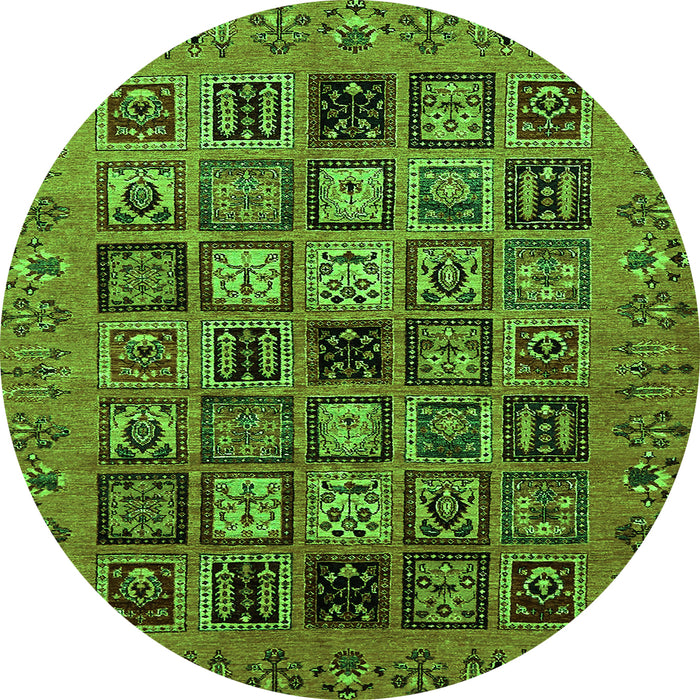 Round Abstract Green Modern Rug, abs621grn