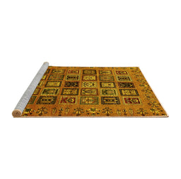 Sideview of Machine Washable Abstract Yellow Modern Rug, wshabs621yw