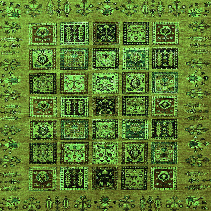 Square Abstract Green Modern Rug, abs621grn