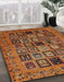 Machine Washable Abstract Saffron Red Rug in a Family Room, wshabs621