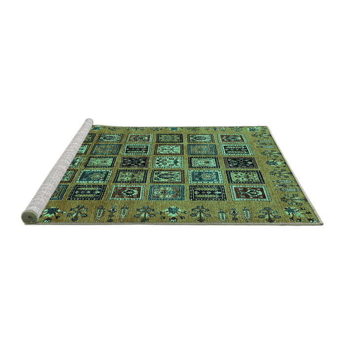 Sideview of Machine Washable Abstract Turquoise Modern Area Rugs, wshabs621turq