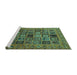 Sideview of Machine Washable Abstract Turquoise Modern Area Rugs, wshabs621turq