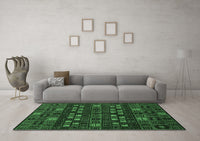 Machine Washable Abstract Emerald Green Modern Rug, wshabs622emgrn